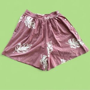 Women’s Vintage Pink Hawaiian Print High Waisted Shorts